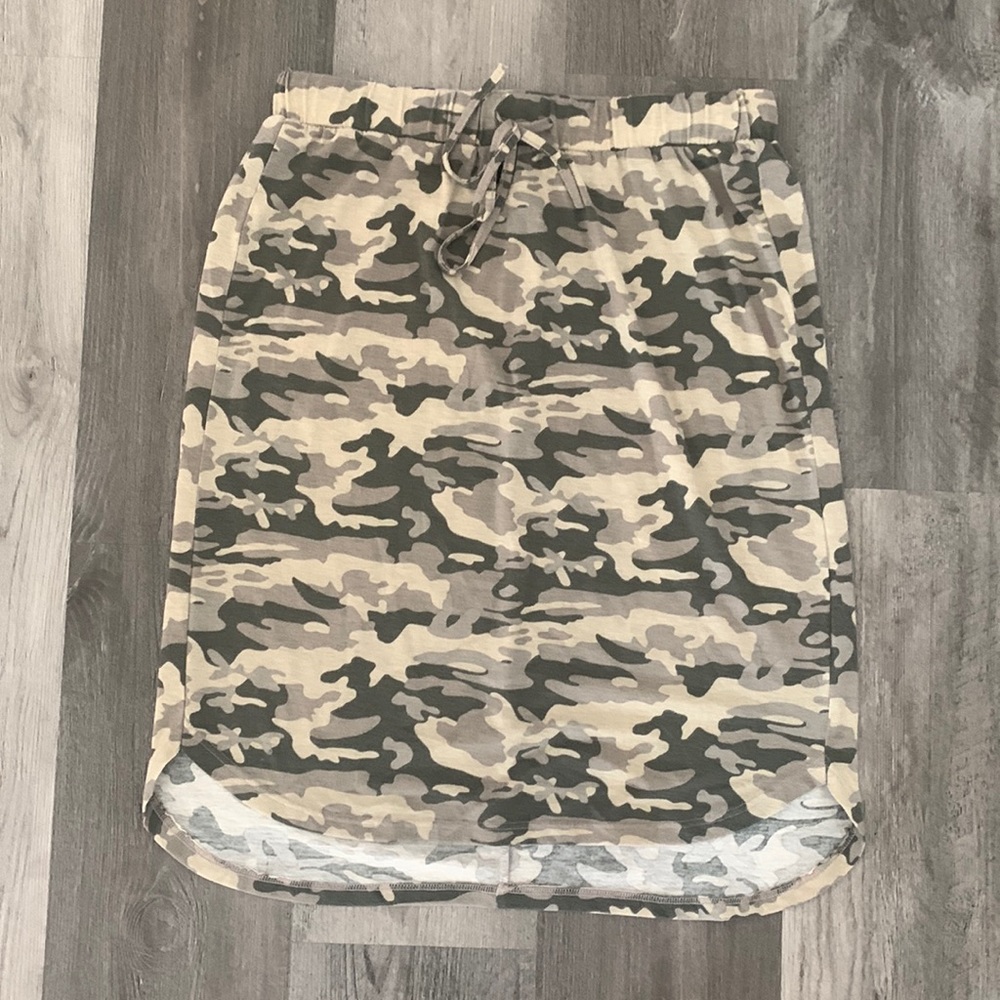 Camo Print Draw String Midi Skirt